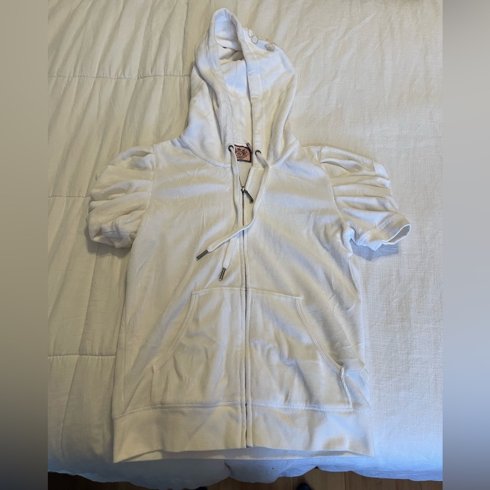 Juicy Couture Cream Hoodie with Short Sleeves